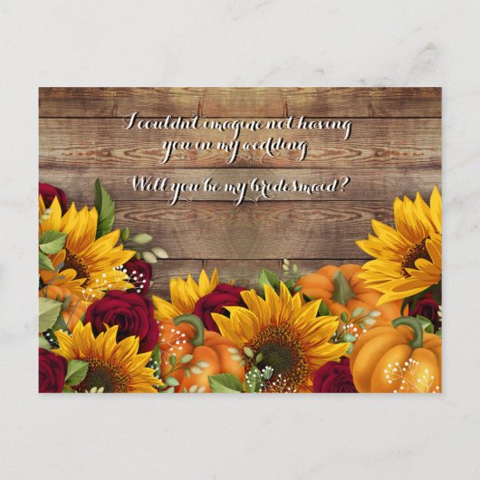 Zonnebloem & Rozen word je mijn bruidsmeisje Kaart (Achterkant)