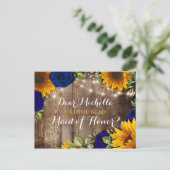 Zonnebloem & Rozen Zal je mijn Maid of Honor Pos z Aankondigingskaart (Staand voorkant)