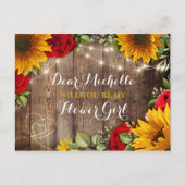 Zonnebloem & Rozen Zal Jij Mijn Bloemenmeisje Zijn Aankondigingskaart (Voorkant)