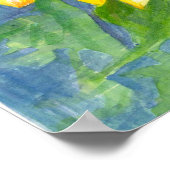 Zonnebloem Rozijnen Eiblauwe Waterverf Poster (Hoek)