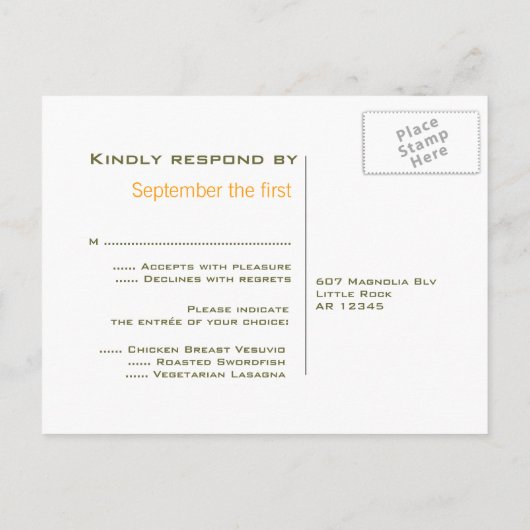 Zonnebloem RSVP-Briefkaart Uitnodiging Briefkaart (Achterkant)