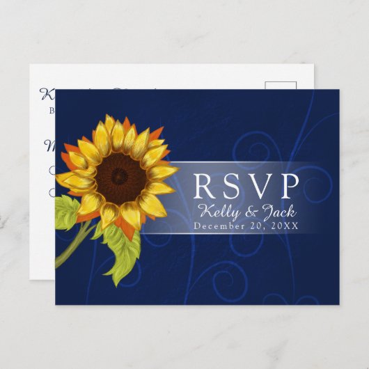 Zonnebloem/RSVP bruiloft Briefkaart (Voorkant / Achterkant)