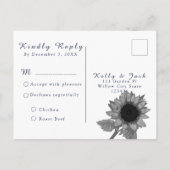 Zonnebloem/RSVP bruiloft Briefkaart (Achterkant)