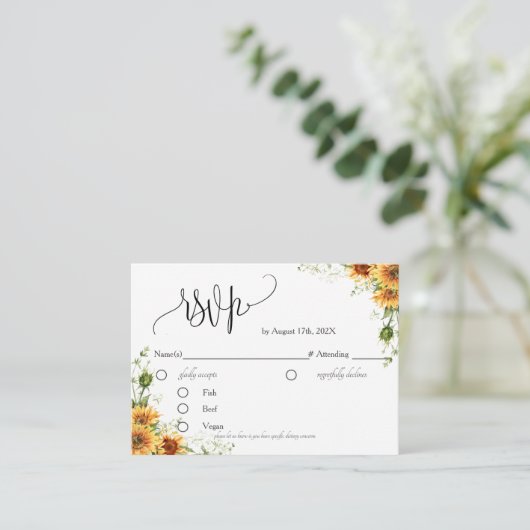 Zonnebloem RSVP Card Enclosure Kaart (Staand voorkant)