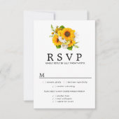 Zonnebloem RSVP-Kaart, maaltijdopties RSVP Kaartje (Voorkant)