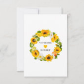 Zonnebloem RSVP-Kaart, maaltijdopties RSVP Kaartje (Achterkant)