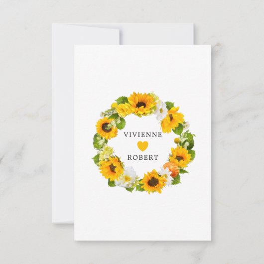 Zonnebloem RSVP-Kaart, maaltijdopties RSVP Kaartje (Achterkant)