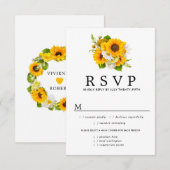 Zonnebloem RSVP-Kaart, maaltijdopties RSVP Kaartje (Voorkant / Achterkant)