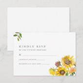 Zonnebloem RSVP-Kaart RSVP Kaartje (Voorkant / Achterkant)