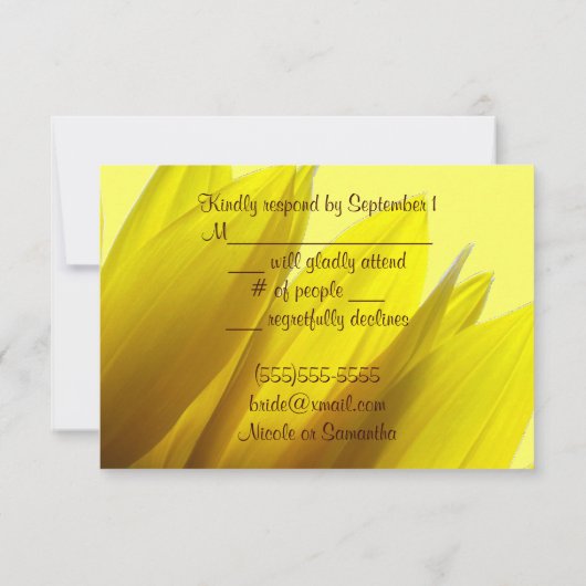 Zonnebloem RSVP-kaarten RSVP Kaartje (Achterkant)