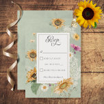 Zonnebloem RSVP Kaartje<br><div class="desc">Het ontwerp van deze trouwreactiekaart is voorzien van een prachtig lijst zachte waterverf zonnebloemen en andere zomerbloemen op een zachte,  lichte,  groene,  noodlijdende achtergrond. Het is romantisch met een aanraking van vintage. Creëer door Simply Farmhouse Press,  maakt het deel uit van de  Sunflower Floral Wedding Suite met kaarten.</div>