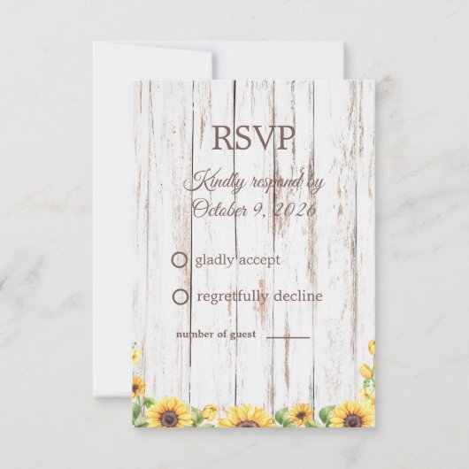 Zonnebloem RSVP Kaartje (Voorkant)