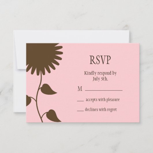Zonnebloem RSVP op roze Kaartje (Voorkant)
