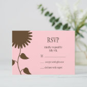 Zonnebloem RSVP op roze Kaartje (Staand voorkant)