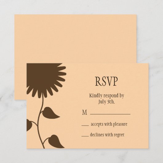 Zonnebloem RSVP op strand Kaartje (Voorkant / Achterkant)