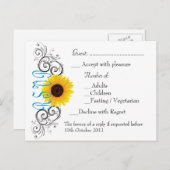 Zonnebloem RSVP Uitnodiging Briefkaart (Voorkant / Achterkant)
