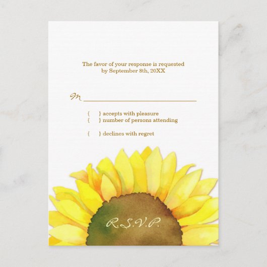 Zonnebloem RSVP Uitnodiging Briefkaart (Voorkant)