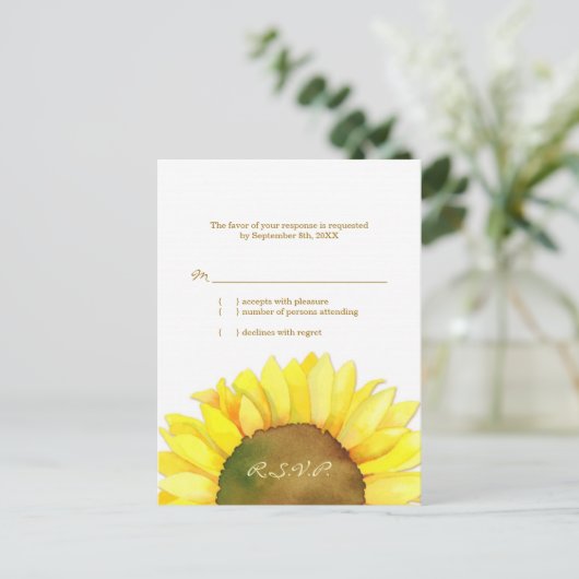 Zonnebloem RSVP Uitnodiging Briefkaart (Staand voorkant)