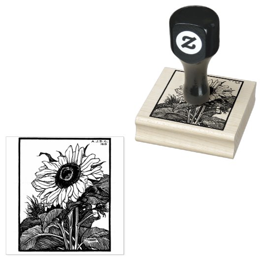  zonnebloem rubberstempel (Gestempeld)