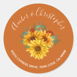Zonnebloem Rust Rozen Weddenschap Ronde Sticker