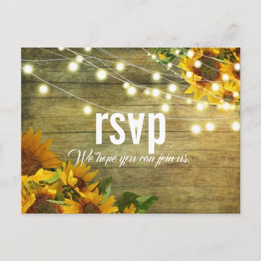 Zonnebloem | Rustic Americana RSVP Briefkaart (Voorkant)