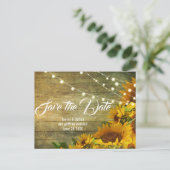Zonnebloem | Rustic Americana Save the Date Briefkaart (Staand voorkant)