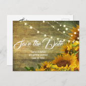 Zonnebloem | Rustic Americana Save the Date Briefkaart (Voorkant / Achterkant)