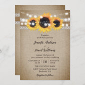  zonnebloem Rustic Burlap Wedding Kaart (Voorkant / Achterkant)