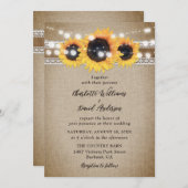 Zonnebloem Rustic Burlap Wedding Kaart (Voorkant / Achterkant)