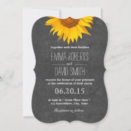  zonnebloem Rustic Chalkboard Wedding Kaart