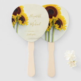 Zonnebloem Rustic Floral Gold Colored Wedding Handwaaier