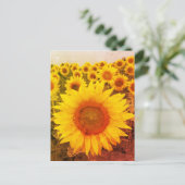  zonnebloem Rustic Foto Briefkaart (Staand voorkant)