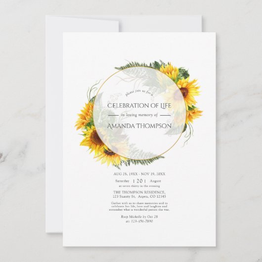 Zonnebloem Rustic Geometric Celebration of Life Kaart (Voorkant)