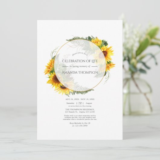 Zonnebloem Rustic Geometric Celebration of Life Kaart (Staand voorkant)