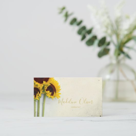 Zonnebloem Rustic Modern Stijlvol Visitekaartje (Staand voorkant)