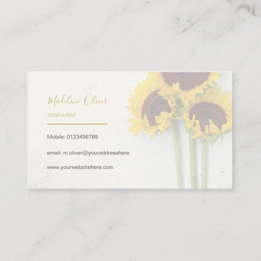Zonnebloem Rustic Modern Stijlvol Visitekaartje (Achterkant)