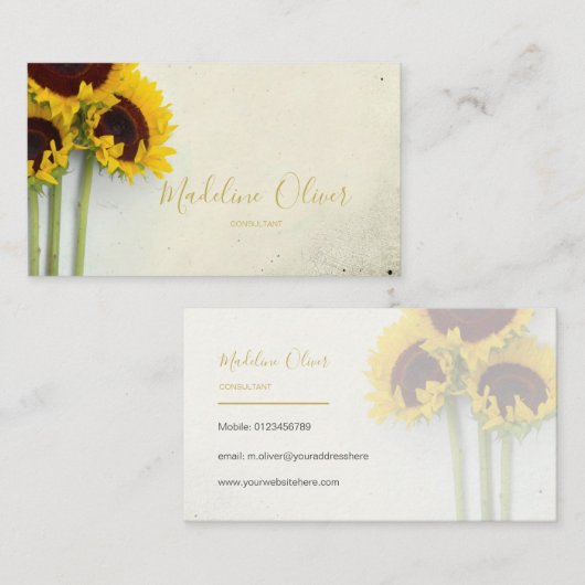 Zonnebloem Rustic Modern Stijlvol Visitekaartje (Voorkant / Achterkant)