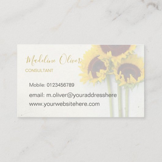 Zonnebloem Rustic Modern Stijlvol Visitekaartje (Achterkant)