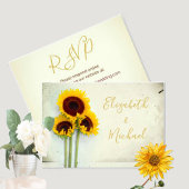 Zonnebloem Rustic Modern Typogradin Wedding RSVP Kaart
