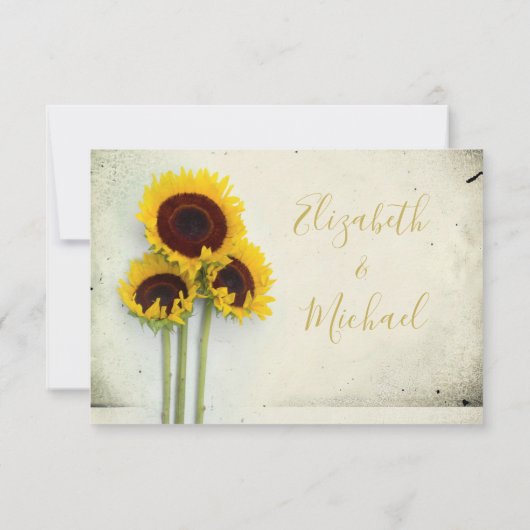 Zonnebloem Rustic Modern Typogradin Wedding RSVP Kaart (Achterkant)