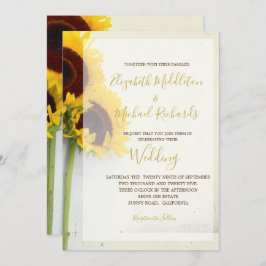 Zonnebloem Rustic Modern Typography Wedding Kaart