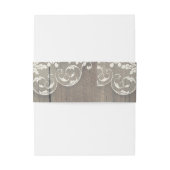 Zonnebloem Rustic Wood en Lace Wedding Uitnodigingen Wikkel (Achterkant Voorbeeld)