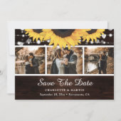 Zonnebloem Rustic Wood Lights Weddenfoto Save The Date (Voorkant)