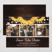 Zonnebloem Rustic Wood Lights Weddenfoto Save The Date (Voorkant / Achterkant)