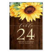 Zonnebloem Rustic Wood Waterverf Wedding Kaart (Achterkant)