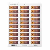 Zonnebloem rustiek bruin hout retouradres etiket (Full Sheet)