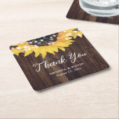 Zonnebloem Rustiek Country Wood Wedding Favoriet Kartonnen Onderzetters (Schuin)