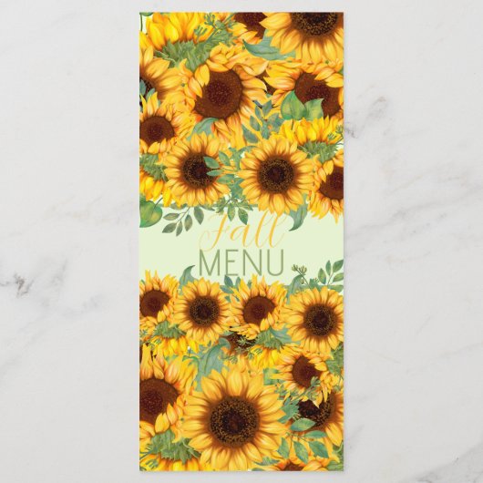 Zonnebloem Rustiek Geel Bloem Menu (Achterkant)
