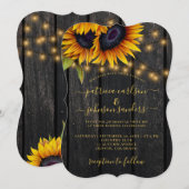 Zonnebloem rustiek goud elegante schuur hout bruil kaart (Voorkant / Achterkant)