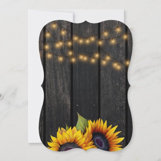 Zonnebloem rustiek goud elegante schuur hout bruil kaart (Achterkant)